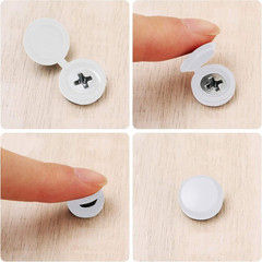 100 Pieces Hinged Screw Cover Caps Plastic Shutter Fold Screw Snap Covers Washer