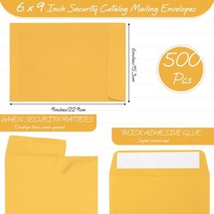 500 Counts 6 x 9 Inch Brown Envelopes Self Adhesive One Size,