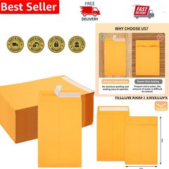 Reliable 6×9 Yellow Envelopes – 48 Count Self-Seal, Tear-Proof Kraft Design