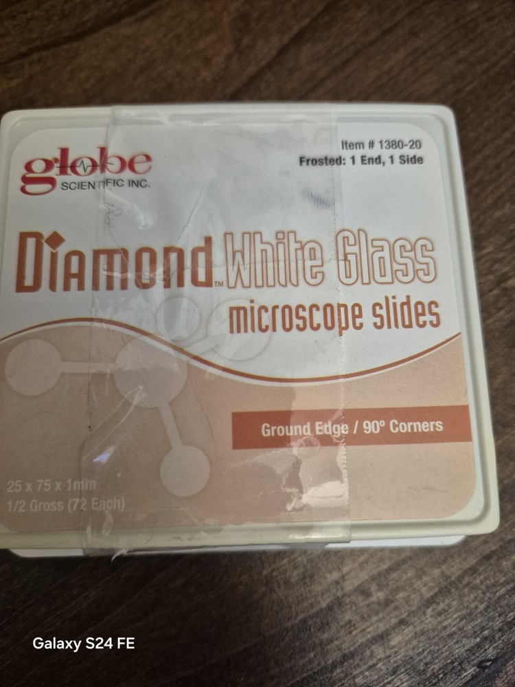 Globe Scientific 1380-30 Diamond White Frosted Microscope Slides NEW Open Box