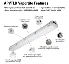 Metalux Vaportite 4 ft. White Integrated LED Industrial Vaportite Selectable CCT