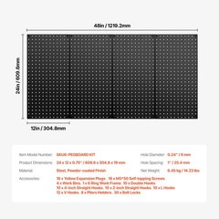 VEVOR Metal Pegboard Panels 2/3/4 Pcs 24×12/32×16″ Wall Organizer Tool Storage