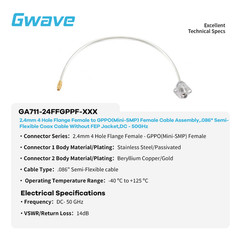 2.4mm 4 Hole Flange Female to GPPO Female .086″ Semi-flexible Cable, DC-50GHz