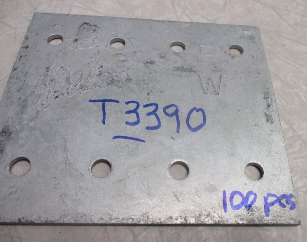 Galvanized Base Plate | 5-1/2″ W x 6″ L X 1/8″ T | 8-Holes | 5/16″ Hole Diameter