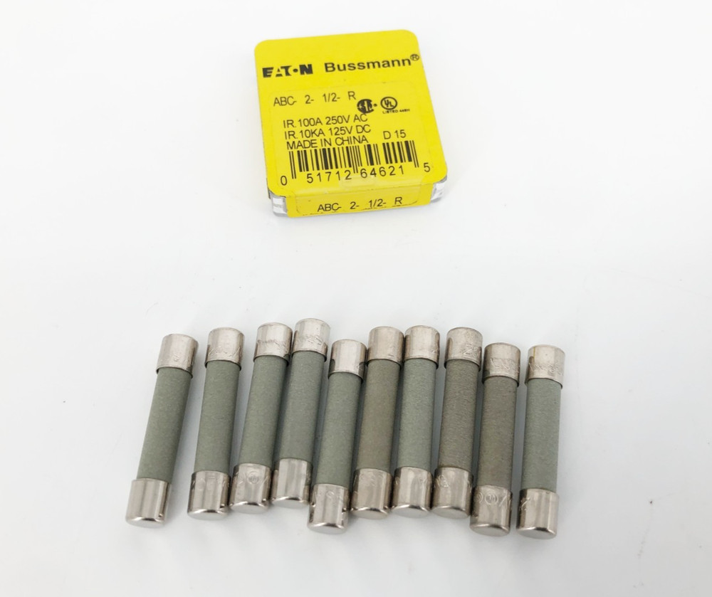 Lot of 10 New Eaton Bussmann ABC-2-1/2-R Fuses 2.5A 250VAC 125VDC – No Box