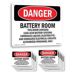 Battery Room Contains Lead OSHA Danger Sign Metal, Plastic, Decal 5 or 10 Pack