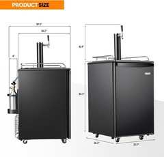 Full Size 5.4 Cu.Ft, Beer Kegerator with CO2 Tank Included, Draft Beer Dispenser