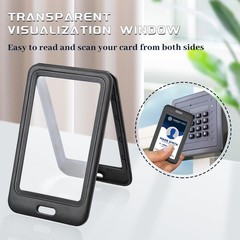 3 Pack ID Badge Holder with Double-Sided Windows Hard Plastic Vertical Black