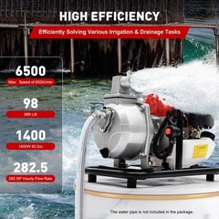 2 Stroke Gasoline Water Pump Gas-Powered Semi-Trash Irrigation Transfer Pump