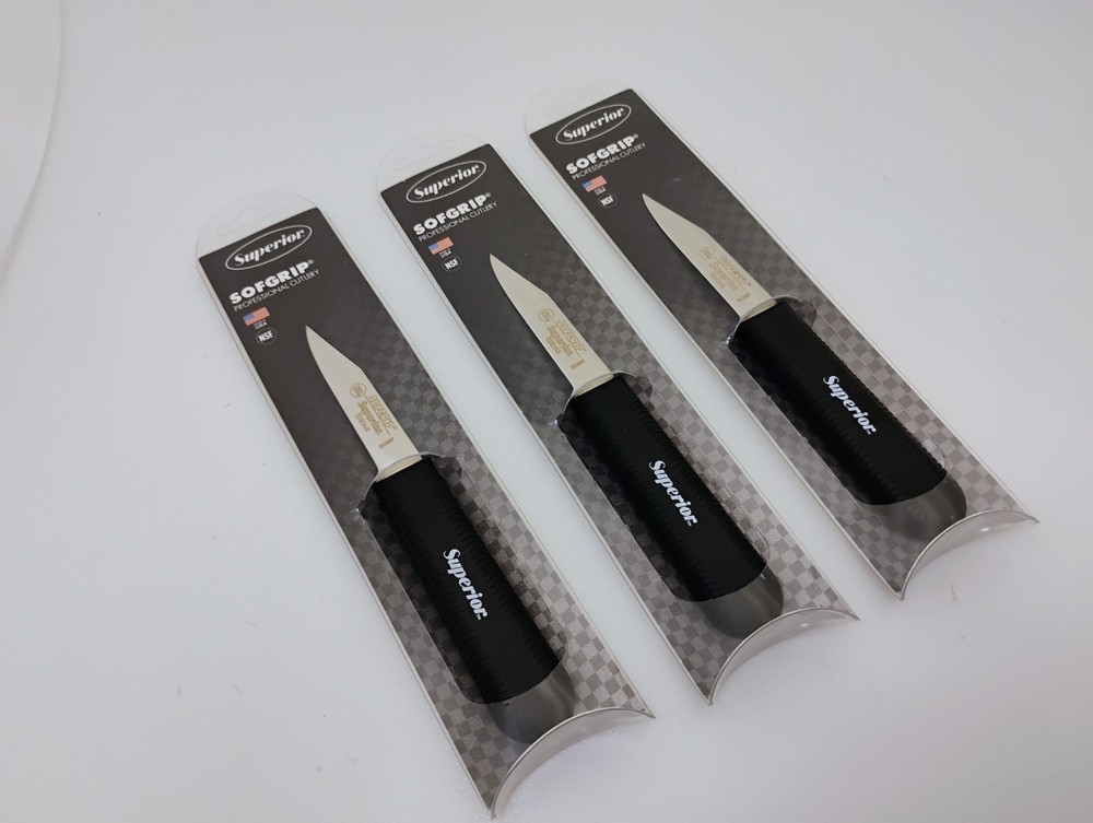 Set (3) Superior USA 3.25″ Paring Vegetable Knives Clip Point Stainless Blades