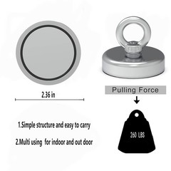260 lbs Fishing Magnet, Neodymium Magnet for River, Outdoor Magnetic Fishing
