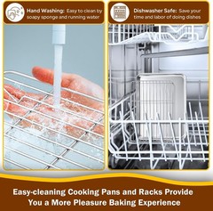 P&P CHEF 9 Inch Baking Sheet Pan with Rack Set, Stainless Steel Cookie Sheet Pan