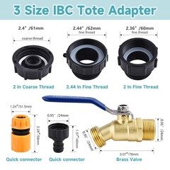 Gallon IBC Tote Tank Adapter 3 Size IBC Tote Hose Adapter 2.44 Fine 2