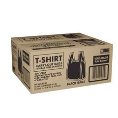 Black T-Shirt Carryout Bags, 11.5″ x 6.5″ x 22″ (1,000 ct.)
