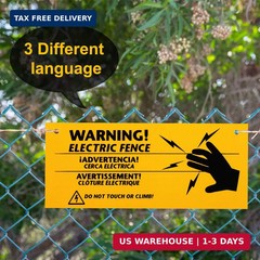 Blulu 8 Pieces Electric Fence Warning Signs 10 x 4 Inch Plastic Danger Electric