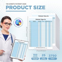 Resholder 150 Pack Patient Sign in Sheets 8.5 X 11.6 inches, White and Blue