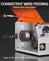 110V/220V 200Amp MIG Welding Machine,4IN1 Gas/Flux Core MIG /Lift-TIG/MMA Welder