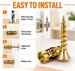 500 PCS Hinge Repair Screw & Expansion Anchor – 6×14mm Short Expansion Screw Set