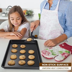 Baking Sheet Pan Set of 3, Commercial Cookie Sheets for Baking, large, Black