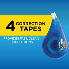 BIC Brand EZ Correct Correction Tape, 19.8 Feet, 4-Count Pack of White Correc…