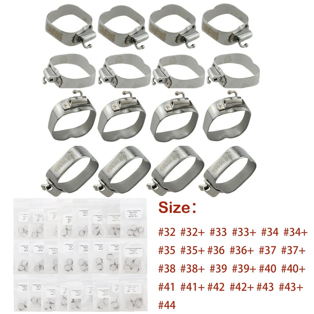 Dental Orthodontic First Molar Buccal Tube Bands Roth 0.022 Upper Lower #32-#44