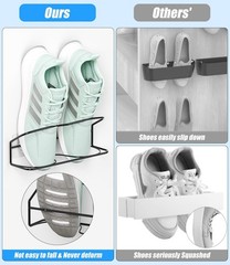 Wall Mounted Shoe Rack 6PCS, with Sticky Hanging Strips, Metal Wall Shoe Stor…