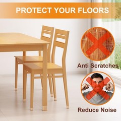 24 Pcs Chair Leg Floor Protectors for Hardwood Floors Square L, Clear-24pcs