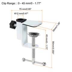 0.47″ Mount Dia. Universal C-Clamp Table Lamp Mic Arm Desk Clamp, White