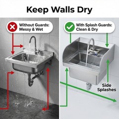 17″x 15″ Commercial Hand Wash Sink Wall Mount Basin Stainless Steel&Faucet&Drain