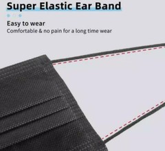 50-PCS Black Face Mask Mouth & Nose Protector Respirator Disposable Masks Black