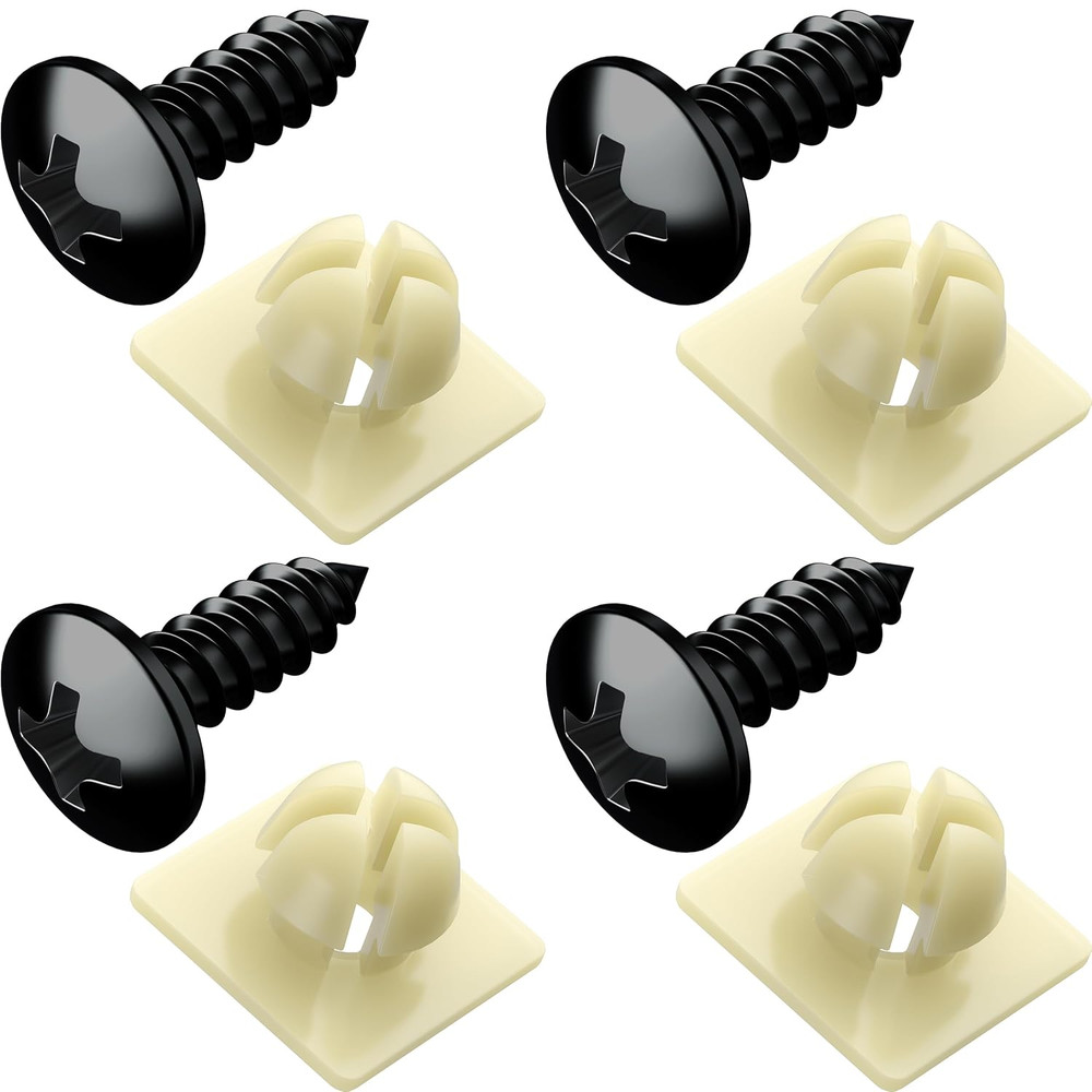 Black Oxide Stainless Steel License Plate Screws with Nylon Inserts for Securing
