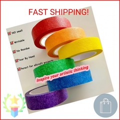 6 Rolls Colored Masking Tape，colored painters tape，0.6″ x14.3Yard Drafting Tape,