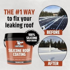 Liquid Rubber Silicone Roof Coating – UV-Reflective, No Primer Needed, One-Co…