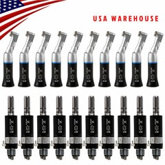 10 Sets Dental Air Motor 4Hole E-type + Low Speed Contra Angle Black fit 2.35mm