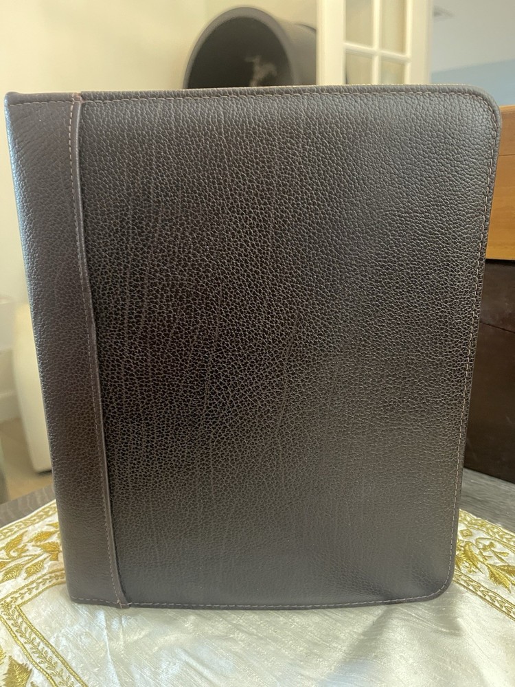 Franklin Covey Zip Planner 7 Ring Dark Brown Leather Binder