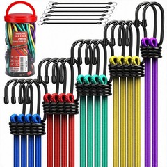 24-Piece Heavy Duty Bungee Cord Set with Hooks – Assorted Lengths for Camping &