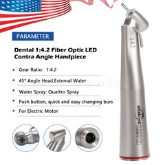 Dental Optic Fiber LED 1:4.2 Increasing Handpiece 45°Angle Head External Channel