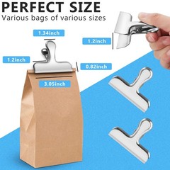 FINDMAG Chip Clip, 8 Pack Stainless Steel Bag Clips, Cute Set of 8, Silver