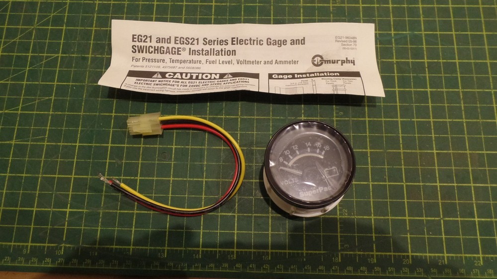 MURPHY EG21 EGS21 VOLTMETER GAUGE ASSEMBLY, SUPERPAC SP207377 SP 207377, N.O.S