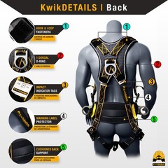 KwikSafety TYPHOON DiamondBACK Safety Harness (Back Support) 3 D Ring ANSI OSHA