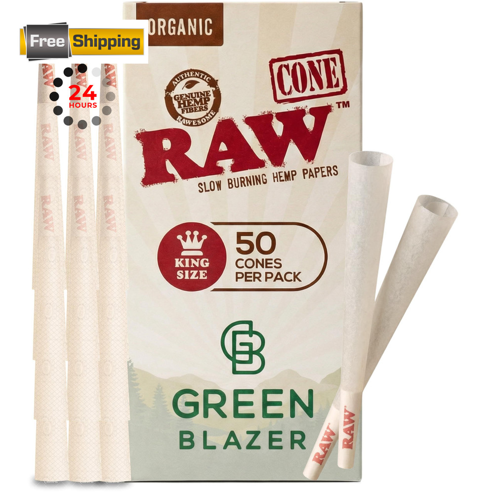 RAW Cones Organic King Size: 50 Pack – Pre Rolled 50 Count (Pack of 1), Brown