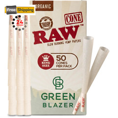 RAW Cones Organic King Size: 50 Pack – Pre Rolled 50 Count (Pack of 1), Brown