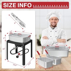 18QT 50000BTU Propane Outdoor Deep Fryer with 2 Baskets & Accessories