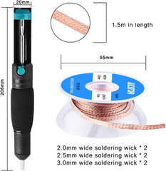 Desoldering Sucker and 6 Pcs Solder Braid Wick (2.0Mm/2.5Mm/3.0Mm Width, 1.5M Le