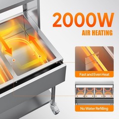 ROVSUN 96QT Electric Commercial Food Warmer 2000W, 12-Pan Steam Table 8QT/Pan