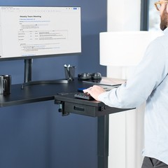 VIVO Black Premium Clamp-on 24″ x 14″ Desk Extension with Storage Drawer