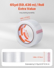 Clear Packing Tape 18 Rolls 65 Yards Heavy Duty Clear Packing Tapes 2.7 Mil
