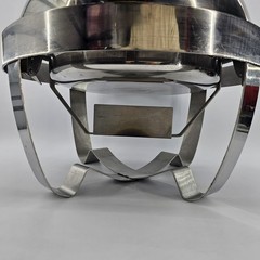 Vintage Chrome Round Roll Top Full Size 20” Chafer Chafing Dish Brass Handle