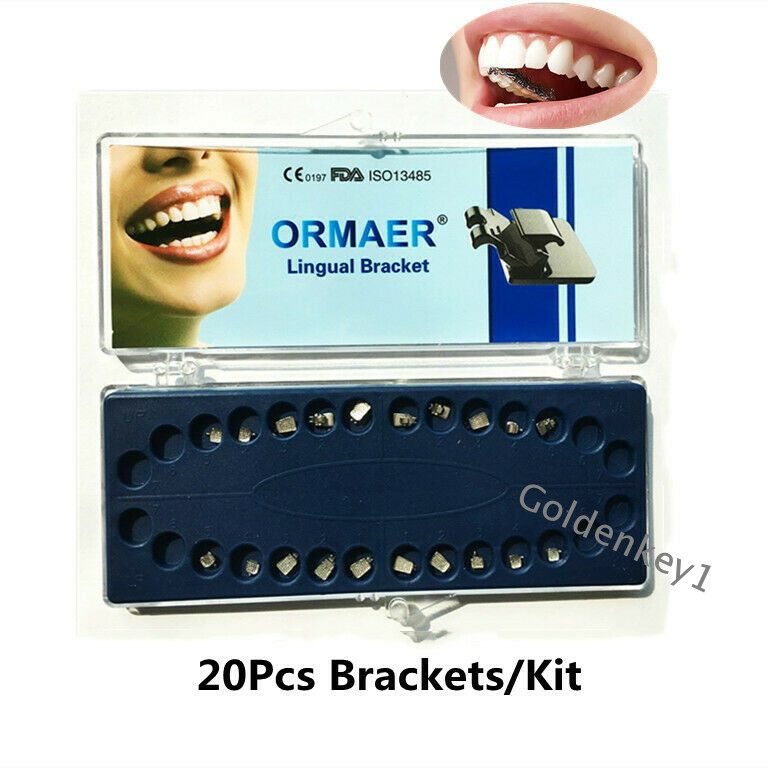 20Pcs/Kit Dental Orthodontic Lingual Metal Brackets Braces Mini 0.018 Stainless