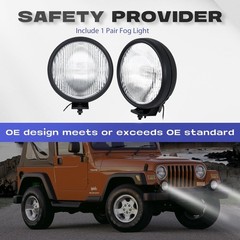 FL7091 Fit for 1997-2006 Wrangler tj off-road Pair Front Fog Lights Lens Bumper